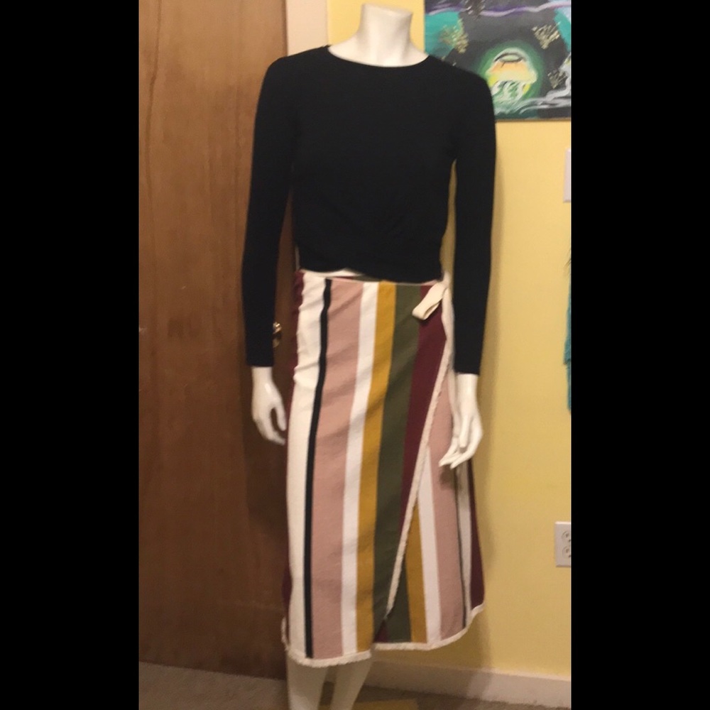 Zara striped wrap bo-ho skirt - Picture 4 of 8